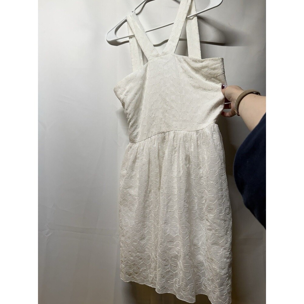 Maje White Embroidered Eyelet Mini Dress Cross Back Straps Size 38 US M Medium